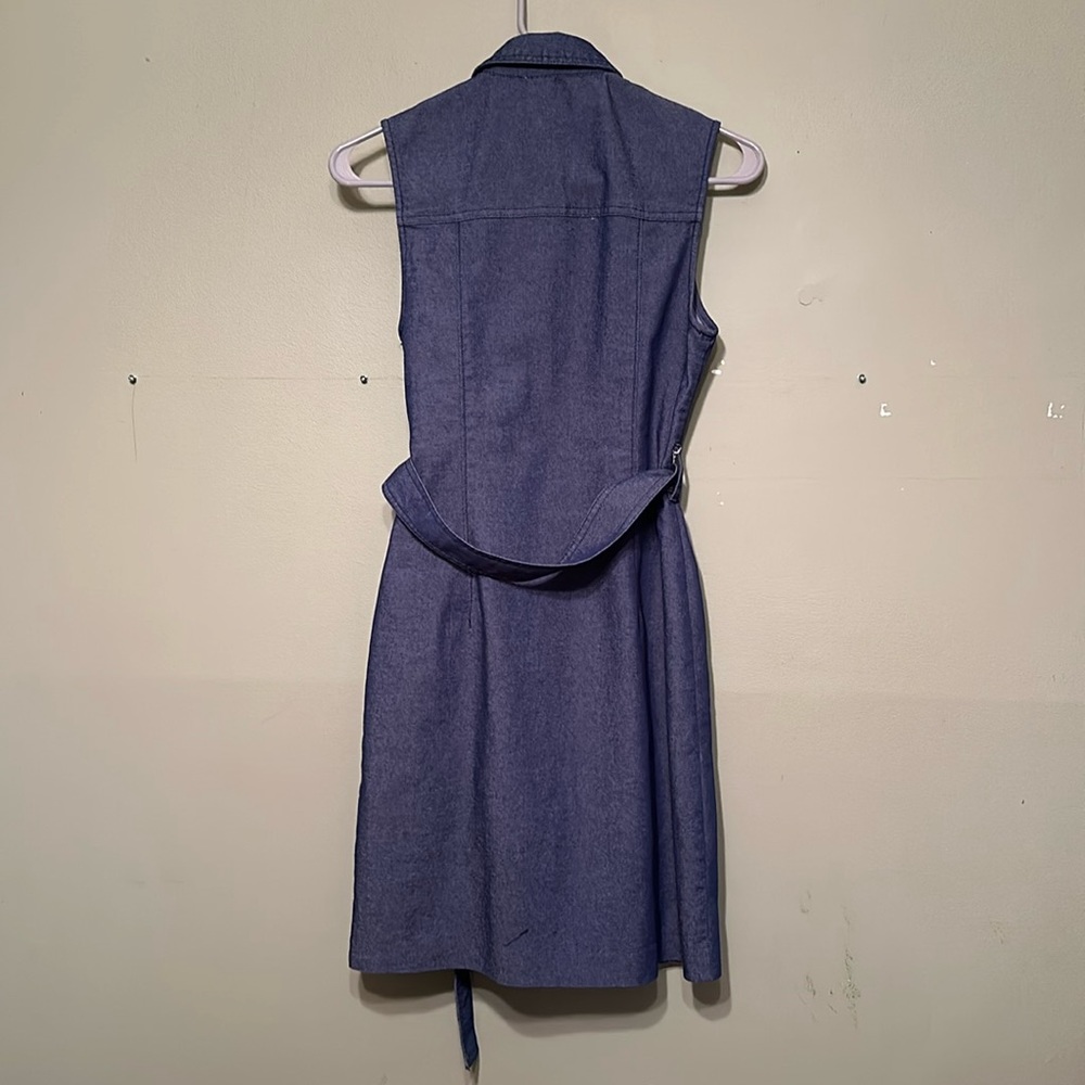 Sharagano petite blue denim like dress